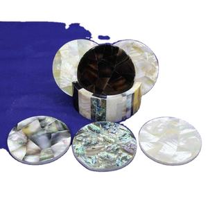 Handmade Premium Mother of Pearl <b>Coaster</b> <b>Set</b> Semi-Precious Stone Work Drink Ware for Hotels & Restaurants Table Mat & Pad - Product Image 1