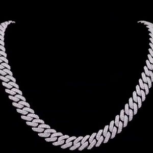 Collar de Cadena Cubana de Lujo con Incrustaciones de Diamantes, Moissanita VVS, Chapado en Rodio, Plata de Ley Ortodoxa, Joyería para Regalo de Fiesta - Product Image 1