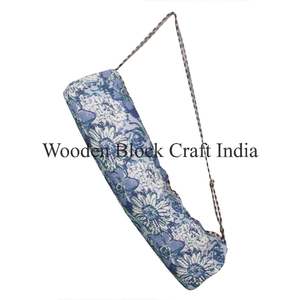 Sac de transport pour tapis de yoga vintage indien, bleu, à fleurs, bandoulière, fermeture éclair, salle de sport, studio de yoga, pour une utilisation en toutes saisons - Product Image 4