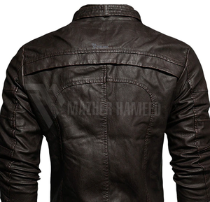 เสื้อแจ็กเก็ตหนังสำหรับผู้ชายเสื้อแจ็คเก็ตหนังสไตล์วินเทจผ้าปักโลโก้ตามสั่งสำหรับฤดูหนาว - Product Image 6