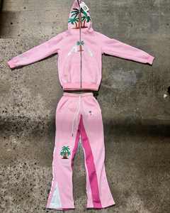 Chándal con cremallera de algodón 100% vintage, conjunto con estampado de letras bordadas, jersey de peso pesado con logotipo personalizado, pantalones de chándal, Sudadera con capucha XL para invierno - Product Image 1