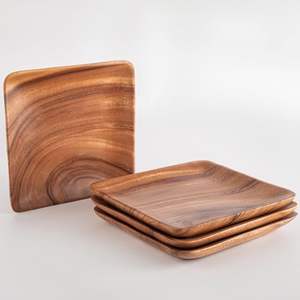 Platos de Servir Ecológicos de Madera Reciclada con Monogramas Grabados para Bodas - Platos de Comedor Modernos y de Lujo Personalizados - Product Image 4