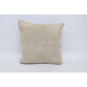 Beige 18x18 pulgadas Kantha Patchwork lana almohada tejida diseño rústico Vintage cuadrado rectángulo forma portátil para uso doméstico verano - Product Image 1