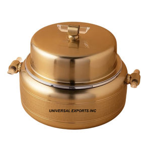 Hotpot de acero inoxidable pulido con espejo, cazuela de diseñador hecha a mano de doble pared, superventas, calentador de alimentos de metal de lujo - Product Image 2