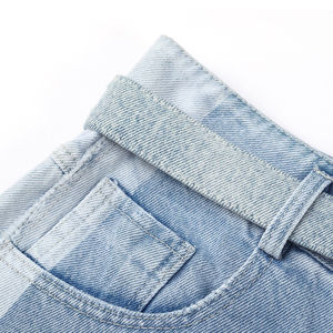 <b>Women's</b> High-Waisted Breathable Cotton Denim <b>Shorts</b> Vintage Print Straight Mid Technique Summer Casual Sexy Breathable <b>Black</b> - Product Image 5