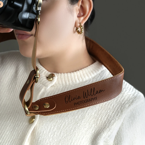 Sangle d'appareil photo réglable personnalisée en cuir, sangle d'appareil photo DSLR en cuir avec monogramme personnalisé, accessoires de voyage pour appareil photo - Product Image 2