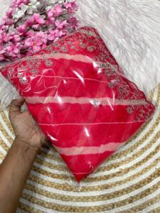 Sari Rosa de Organza de Alta Demanda, Impresionante y Elegante, Estilo Étnico, Último Modelo en Exportación, Blusa Exclusiva para Bodas y Fiestas - Product Image 3