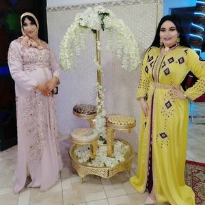 Handmade Yellow <b>Purple</b> Moroccan Caftan Casual Style Silk Anti-Static Traditional Muslim Clothing Breathable Crystal Muslims - Product Image 6