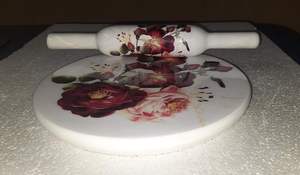 Juego de Chakla y Belan de Madera con Diseño Floral Impreso, Ecológico, Combo de Tabla y Herramienta para Estirar Masa y Chapati - Product Image 4