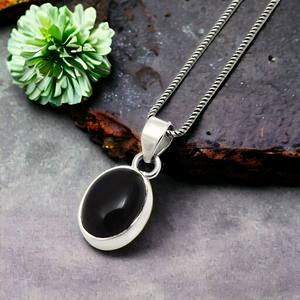 Precio al por mayor de alta calidad, Plata de Ley 925, piedra preciosa de ónix negro Natural, forma ovalada, colgante Hippie para fiestas de cumpleaños - Product Image 2
