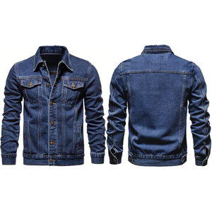 แจ็คเก็ตยีนส์มีกระดุมแบบปะต่อสำหรับผู้ชายเสื้อแจ็คเก็ตยีนส์ผ้าคอตตอน/โพลีเอสเตอร์กันลมสไตล์ใหม่สำหรับฤดูหนาว - Product Image 4