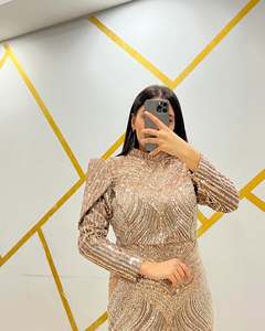 Vestido de novia de satén de seda 100% de diseñador turco con estampado Floral elegante transpirable cintura Natural hasta el suelo para Digital - Product Image 1