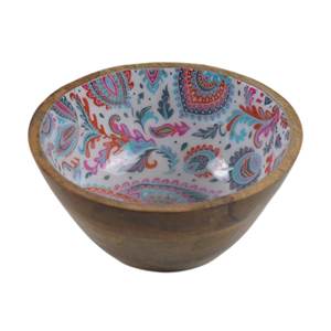 Handmade Enamel Print <b>Mango</b> <b>Wood</b> Nut Serving <b>Bowl</b> for Multipurpose Home and Hotel Use Round Shape Serving <b>Bowls</b> - Product Image 2