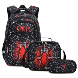 Sac à dos scolaire 17 pouces pour garçons, grande capacité, motif araignée de dessin animé, étanche, pour la rentrée des classes - Product Image 1