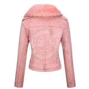 Women's Fashionable Winter Jacket Genuine Leather Stand Collar with <b>Zipper</b> Breathable Knitted for Adults on Sale - Product Image 3