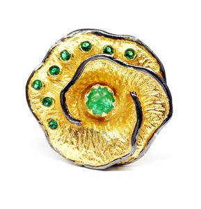 Usure quotidienne 925 argent Sterling plaqué or émeraude opale pierre précieuse Style Vintage luxe mode bague - Product Image 3