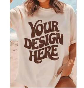 เสื้อยืดแขนสั้นสำหรับผู้หญิงผ้าฝ้าย100% พิมพ์ลายคุณภาพสูงกำหนดได้เอง240กรัมเสื้อเชิ้ตผ้าฝ้ายหนัก - Product Image 5