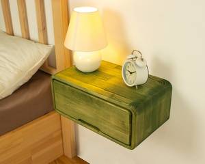 Handcrafted Modern Eco-Friendly <b>Floating</b> Wooden Nightstand with 2-<b>Drawer</b> Storage for Bedroom Furniture Decor - Product Image 4