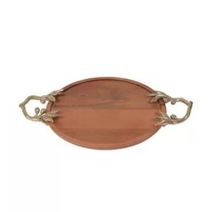 Atractiva bandeja de madera para servir con cubiertos, mango de Metal, encimera de cocina para el hogar, bandeja decorativa para servir té y café - Product Image 5