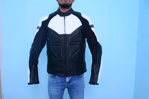 genuine leather, motorcycle jackets Leather Mens Black Leather Sporty Crossover Scooter Motorcycle Jacket customize style jacket - Product Image 2