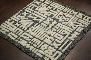 Nature's Embrace Modern Handmade Woollen <b>Rug</b> Earthy Tones Handwoven Wool <b>Boho</b> Carpet Plush Pile Height Washable Square Home - Product Image 5