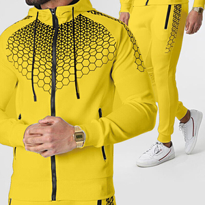 Survêtement deux pièces de style sweat à capuche de haute qualité pour hommes, conception de logo personnalisable, entraînement/fitness confortable, grande taille, solide - Product Image 2