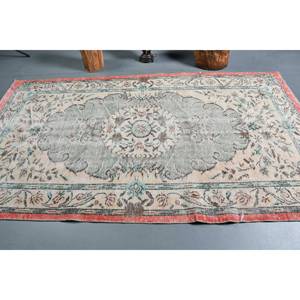 Tapis turc vintage Beige vert 5x9ft tissage plat en laine avec motif patchwork en latex pour décorations de couloir de salon - Product Image 3