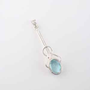 Colgante de Topacio Azul Cielo, Corte Cojín, Aleación de Cobre, Hecho a Mano, Forma de Lágrima, Joyería de Moda para Mujer, Certificado IGI, Diciembre - Product Image 2