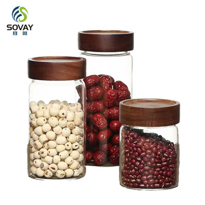 Frasco <span class=keywords><strong>de</strong></span> Vidrio <span class=keywords><strong>de</strong></span> Borosilicato Alto con <span class=keywords><strong>Tapa</strong></span> <span class=keywords><strong>de</strong></span> <span class=keywords><strong>Madera</strong></span> <span class=keywords><strong>de</strong></span> Acacia <span class=keywords><strong>de</strong></span> 100 ml, 150 ml, 200 ml, 220 ml, 250 ml, 350 ml, Frasco <span class=keywords><strong>de</strong></span> Vidrio Sellado con <span class=keywords><strong>Tapa</strong></span> a Prueba <span class=keywords><strong>de</strong></span> Humedad - Product Image 4