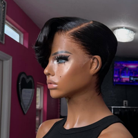 Perruques 100% vierges non traitées, coupe pixie, cheveux humains, Lace Front, perruques courtes bob, Lace Front brésiliennes, Lace Frontale HD