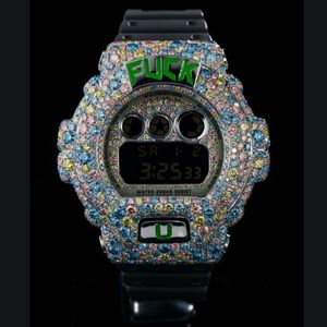 Bisel de Reloj Personalizado con Nombre, Estilo Hip Hop, Joyería Personalizada, Bisel de Reloj DW6900 de Plata 925 con Incrustaciones de Moissanita VVS - Product Image 1