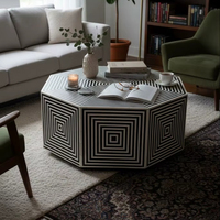 Table basse moderne en os incrusté, faite à la main, écologique, design géométrique contemporain élégant, imperméable, légère, pour baby shower
