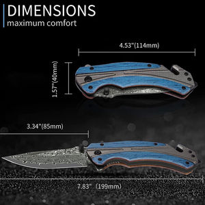 Navaja Plegable de Bolsillo de Estilo Nuevo, OEM, Personalizada, de Grado Industrial, para Campamento y Caza al Aire Libre, con Hoja de Acero de Damasco y Garantía de 3 Años - Product Image 6