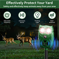 Répulsif solaire pour animaux avec capteur PIR intelligent, ondes ultrasonores variables et lumières LED respirantes pour la protection des jardins et des cours