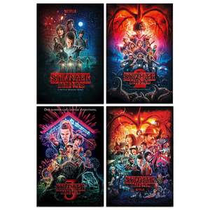 Ensemble de 4 affiches de style moderne Stranger Things Saisons 1-4 pour décoration murale - Product Image 5