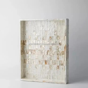 แฮนด์เมดฝังกระดูกลายดอกไม้ถาดเสิร์ฟสําหรับบ้านโรงแรมร้านอาหารบาร์ถาดตกแต่งในราคาถูกโดย LUXURY - Product Image 3