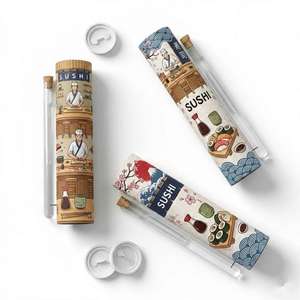 Tubo de Papel Cilíndrico Vertical para Empacar <span class=keywords><strong>Sushi</strong></span>, Caja Cilíndrica para Rollos de <span class=keywords><strong>Sushi</strong></span> con Sistema Push-Pop, Logotipo Personalizado - Product Image 2