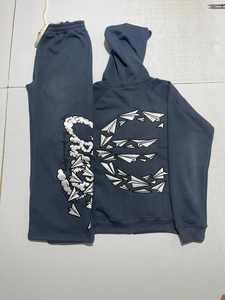 Ensemble de survêtement streetwear pour homme, coupe ample, en polaire d'hiver, avec broderie épaisse, comprenant un sweat à capuche et un pantalon de survêtement, fermeture éclair, séchage rapide - Product Image 4