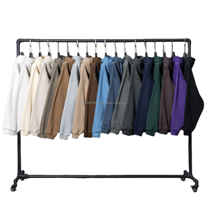 Sweat à capuche surdimensionné pour homme personnalisé, poids lourd, 355 GSM, fermeture éclair intégrale, impression en relief, hiver, polyester-coton, polaire, technique de lavage uni - Product Image 3