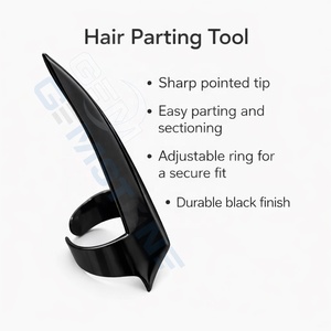 Anillo curvo para separar el cabello, agujas de gancho de acero inoxidable, divisor de secciones de cabello duradero y reutilizable, para trenzas y extensiones. - Product Image 5