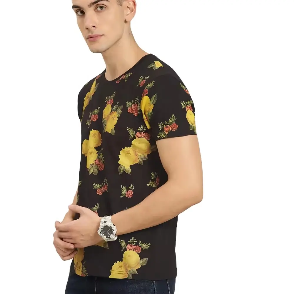 Erkekler için renk T Shirt yeni yaz tarzı moda giydirin Jersey dokuma özel Logo baskı Custom Made boyut OEM hizmeti