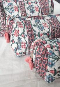 Coton écologique matelassé pour sac ensemble pochettes de maquillage vintage faites à la main avec fermeture à glissière et grande capacité - Product Image 2