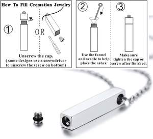 4 Sided Bar Urn <b>Necklace</b> for Ashes Stainless Steel Jewelry Memorial Keepsake Urn <b>Lockets</b> Pendant for Men Women Custom Size - Product Image 6