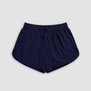 Shorts en coton taille haute bleu marine pour femme Uplift, style décontracté à motif, avec cordon de serrage, taille XS, personnalisation du logo - Product Image 1