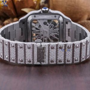 Ampliamente vendido Auto Date Iced Out VVS Clarity Moissanite Diamond Tachonado Reloj de acero inoxidable - Product Image 3