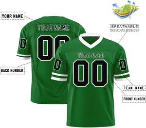 Camisetas de fútbol de poliéster transpirable personalizadas OEM manga de malla de secado rápido rayas Logo números nombre del equipo impresión sublimada - Product Image 2