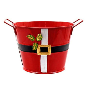 Personalizado al por mayor personalizado Santa impreso metálico regalo de Navidad cubo decoraciones de Navidad Cubo de Metal con asa - Product Image 4