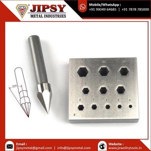 Plaque de serrage, bloc de lunette et poinçon forme hexagonale 4 à 14 mm et 17 degrés mur d'ange correspondant poinçon rond - Product Image 2