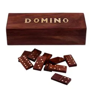 Customize Amazing Wooden Tiles Gaming Set For kids & Adults Handcrafted Wood Domini Game With Storage Box Polished Naturally