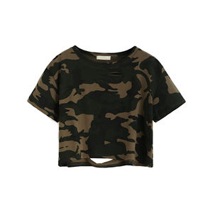 Top Corto Informal de Verano para Mujer, Manga Corta, Liso, Tejido de Punto, para Fiesta, Logotipo Personalizado en la Parte Delantera, Algodón Ecológico - Product Image 1